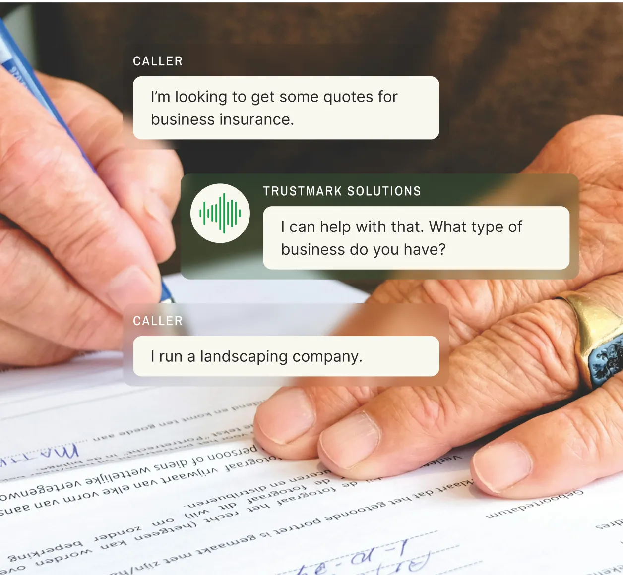Answering service for insurance agents handling business insurance inquiry for landscaping company, showcasing specialized insurance call answering service expertise
