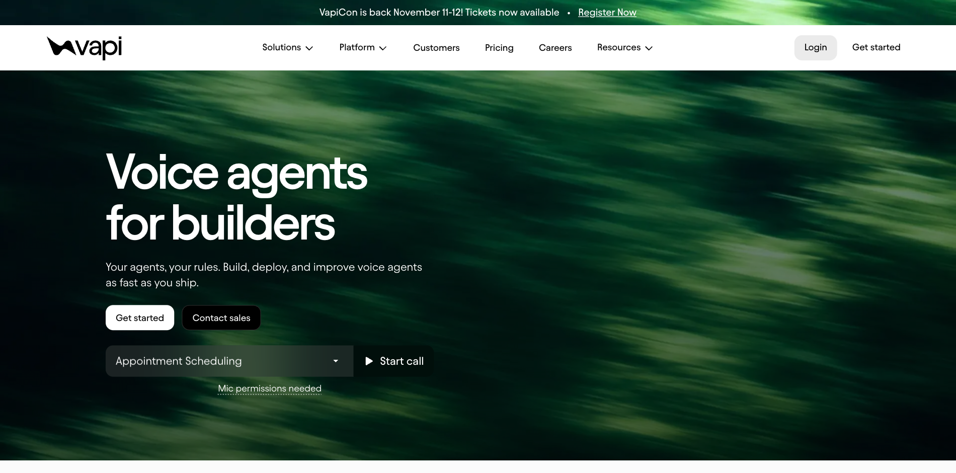 Vapi homepage