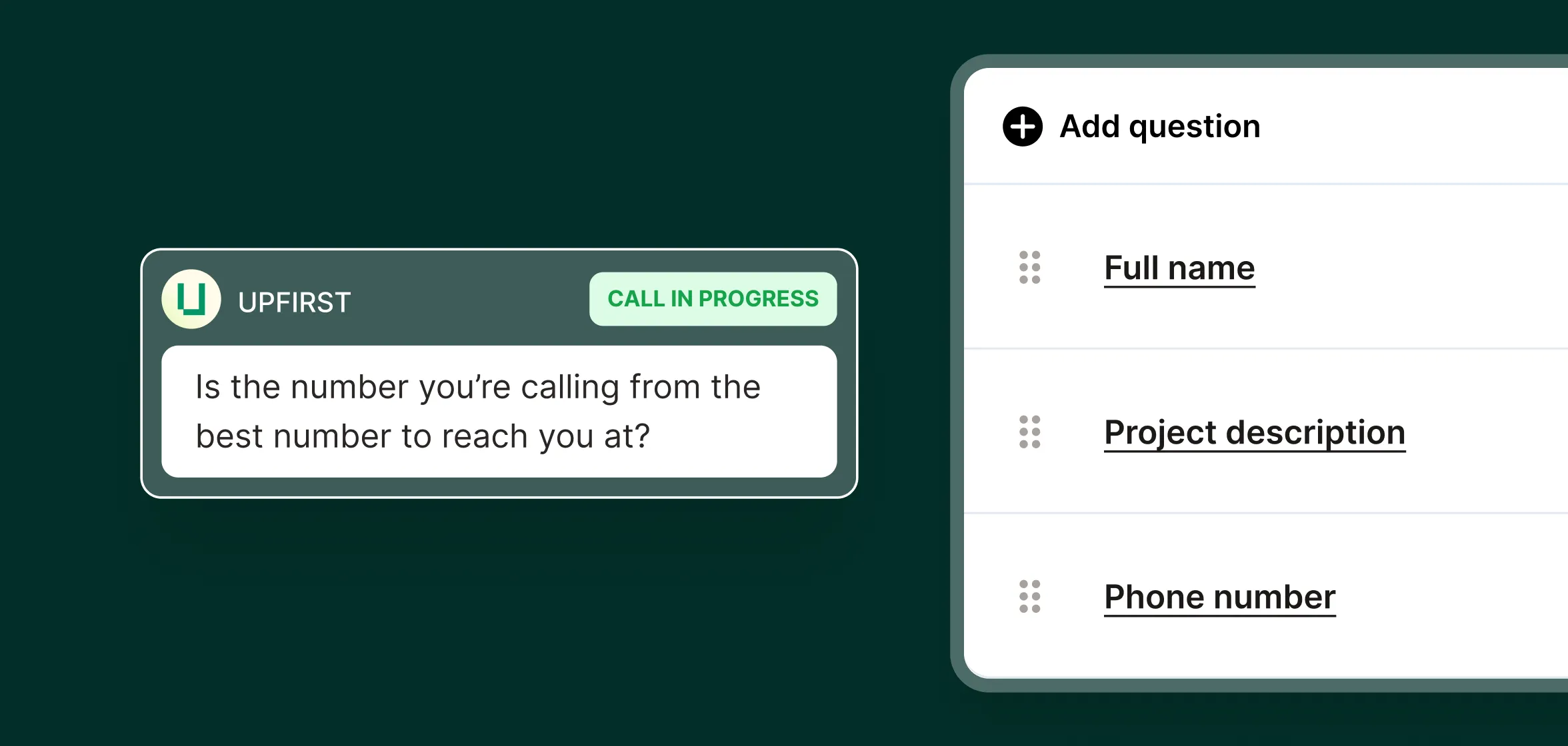 Answering service for refinishing companies collecting caller information including name, project description, and phone number.
