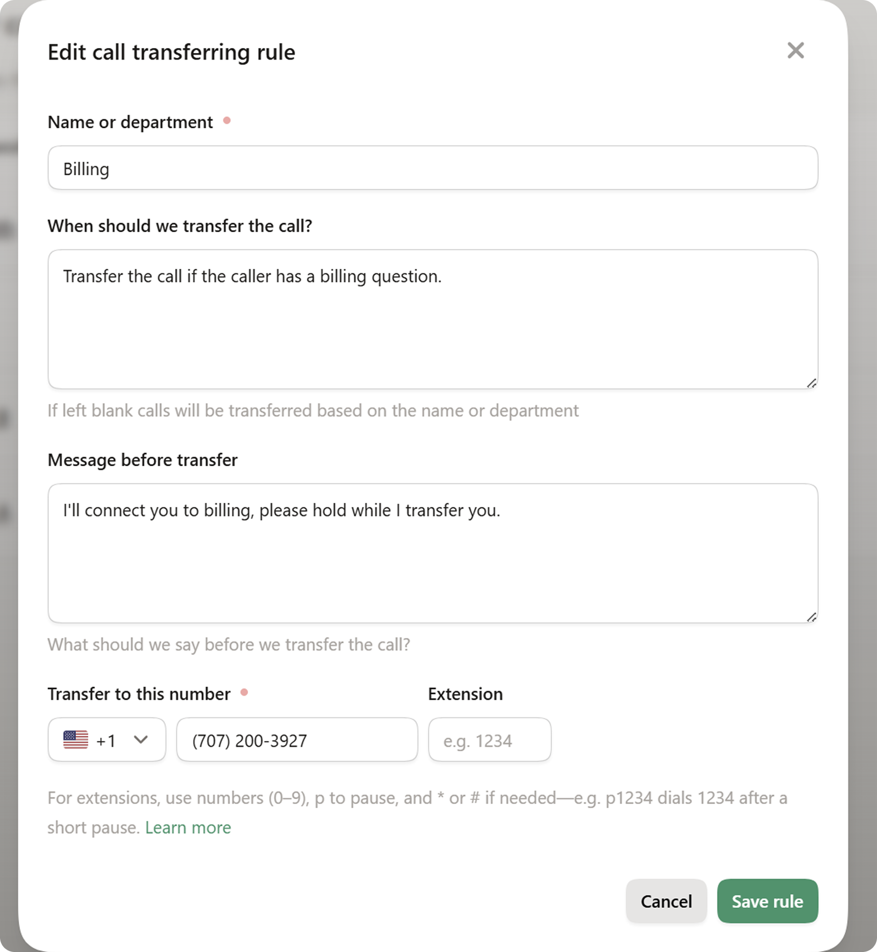 Image showing how to set up customizable call routing in Upfirst