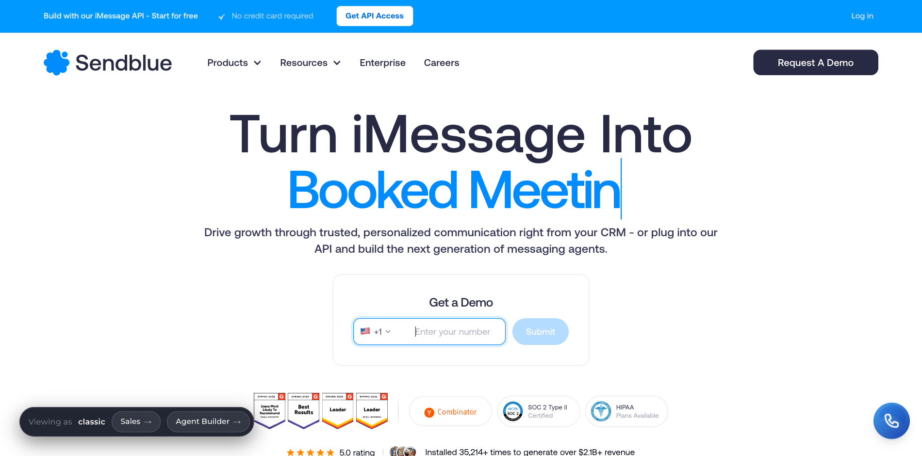 Sendblue homepage