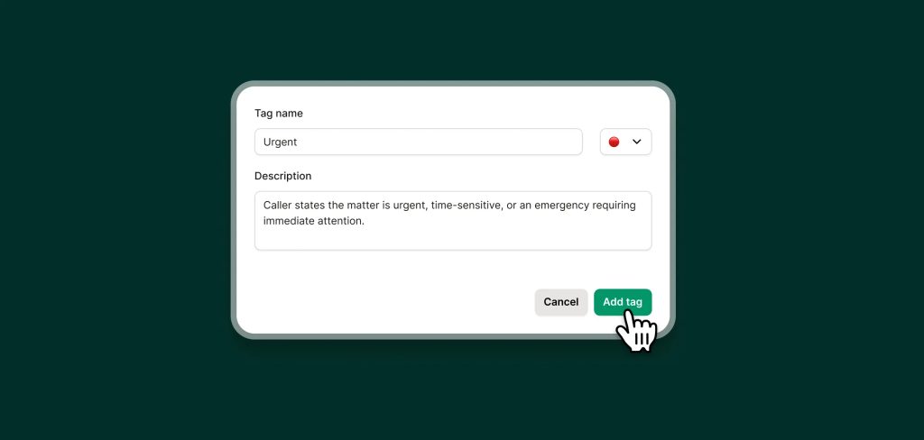 Upfirst AI receptionist setup screen showing how a real estate agent can add info about showing availability and buyer/seller services.