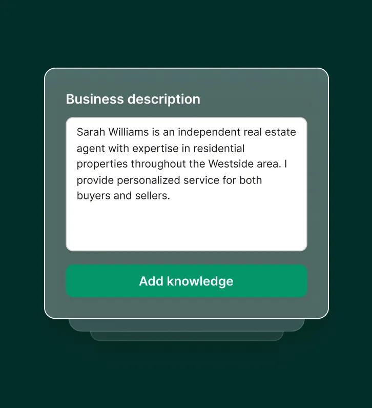 Real estate agent business description for answering service profile highlighting personalized expertise in Westside residential properties