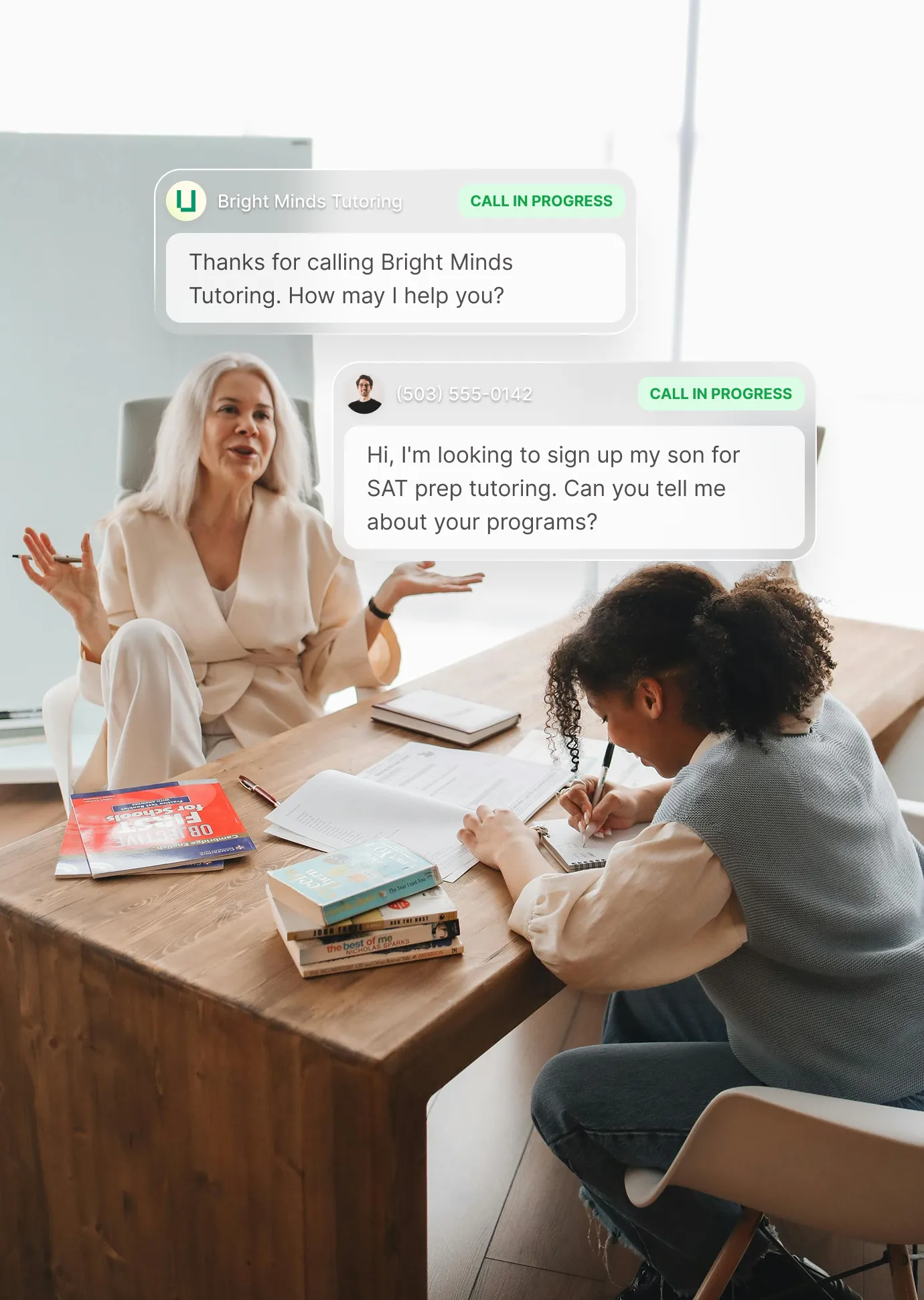 Example conversation between an automated answering system and a customer