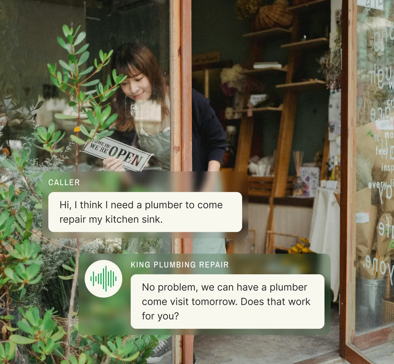 Example conversation of an answering service for business