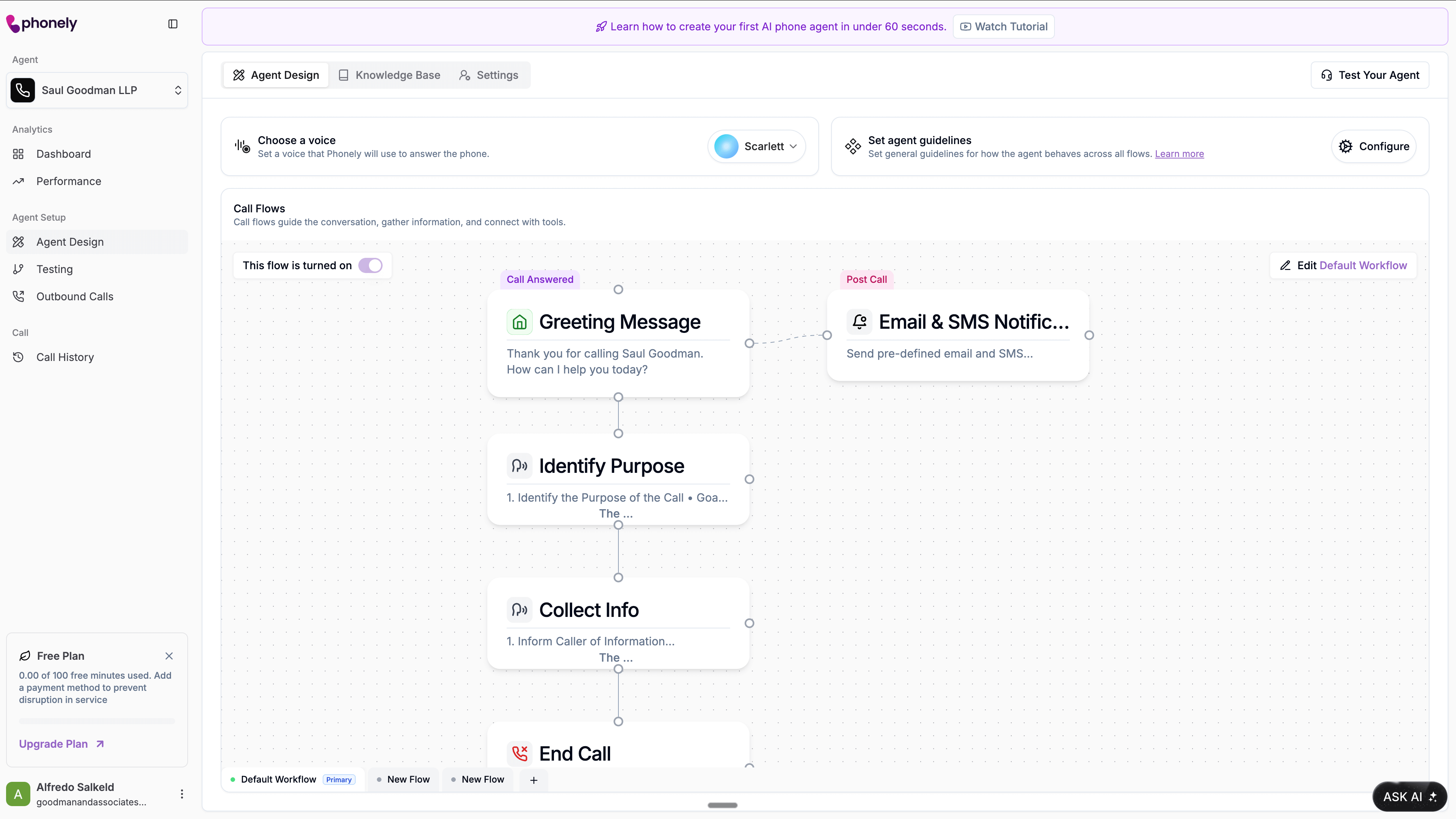 Screenshot of Phonely AI receptionist
