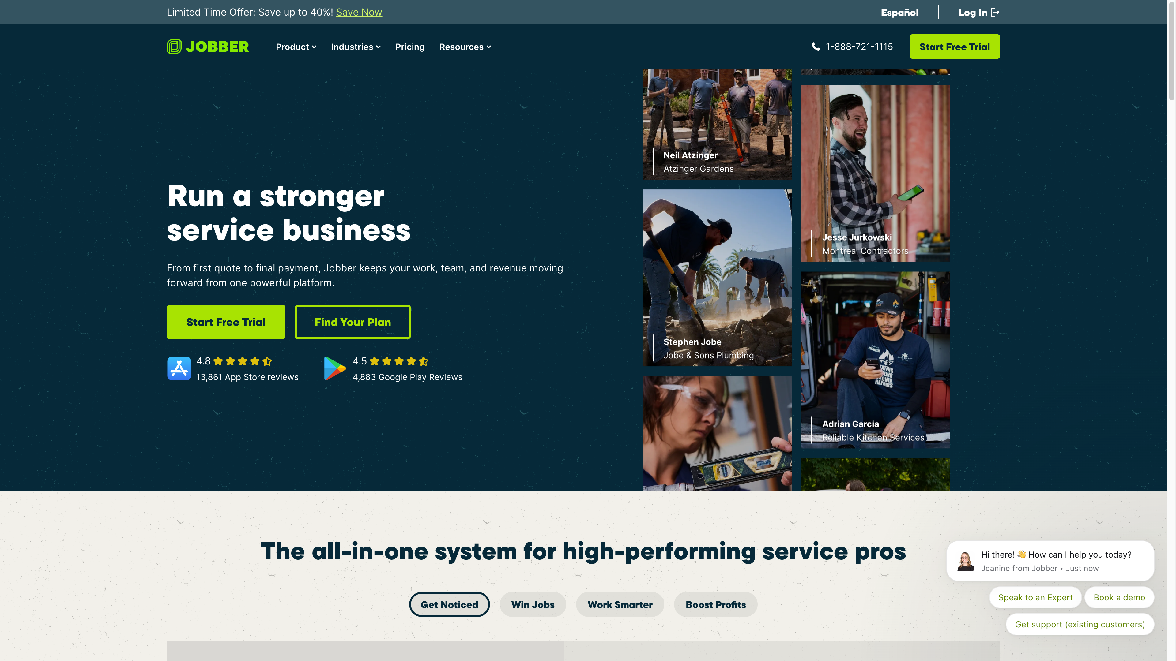 Jobber home-service software homepage