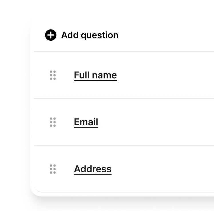 Screenshot of AI receptionist setup showing fields to collect caller information like full name, email, and address.