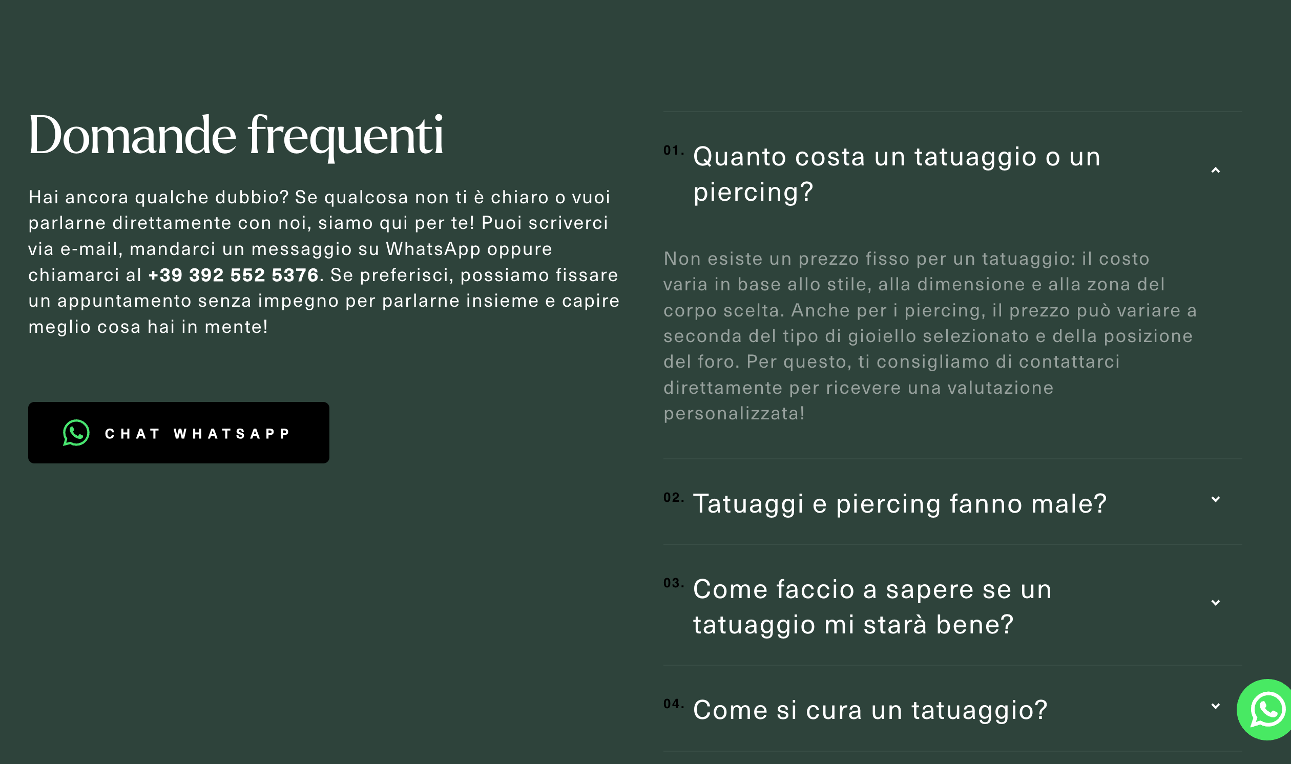 Tattoo studio website — 3