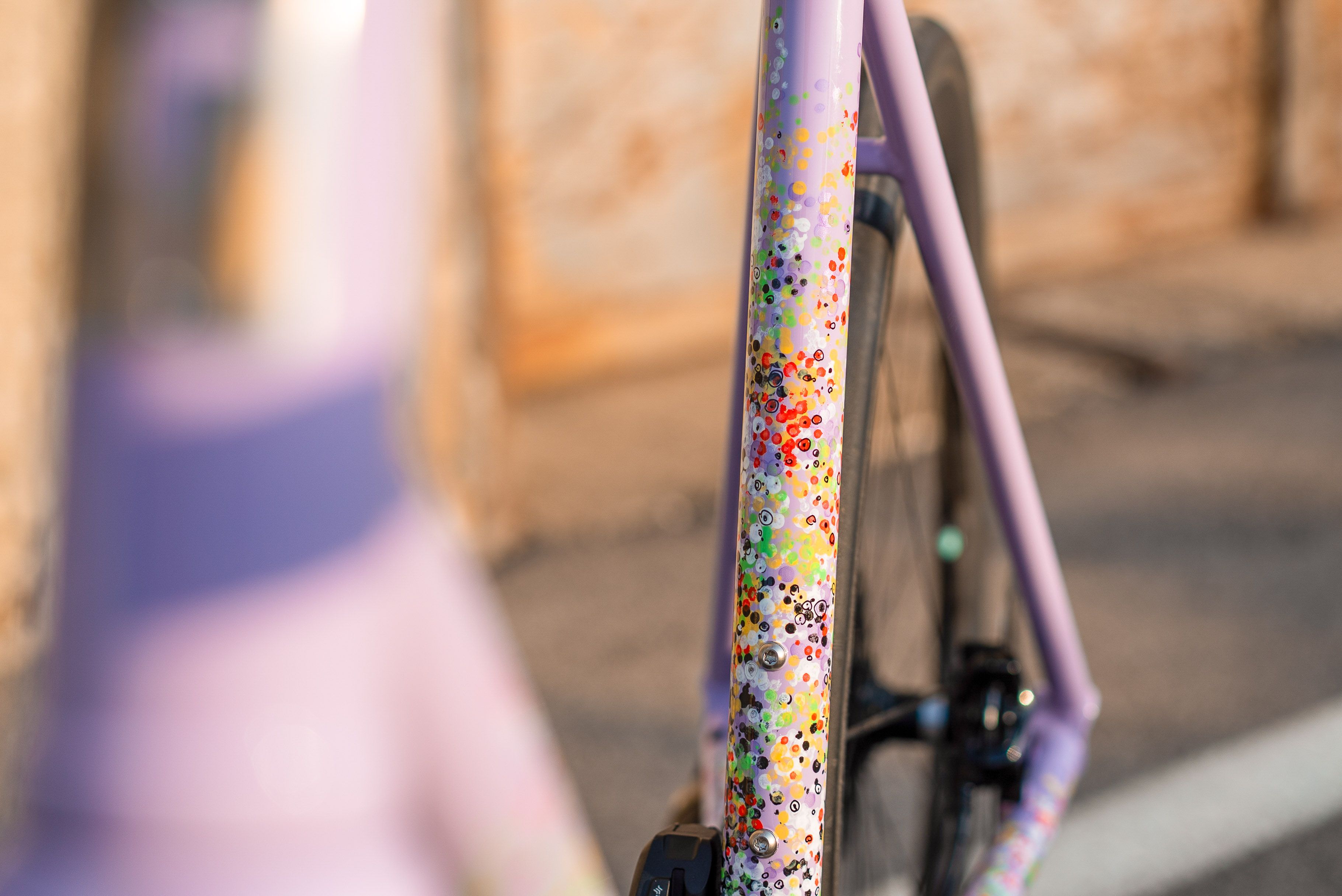 Seat tube detail with Ciavete finish