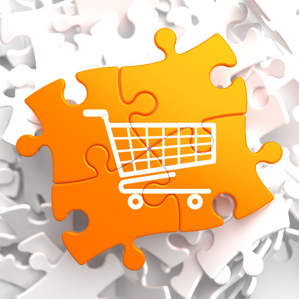Icon of Shopping Cart on Orange Puzzle..jpeg