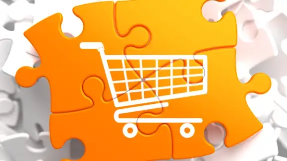 Icon of Shopping Cart on Orange Puzzle..jpeg