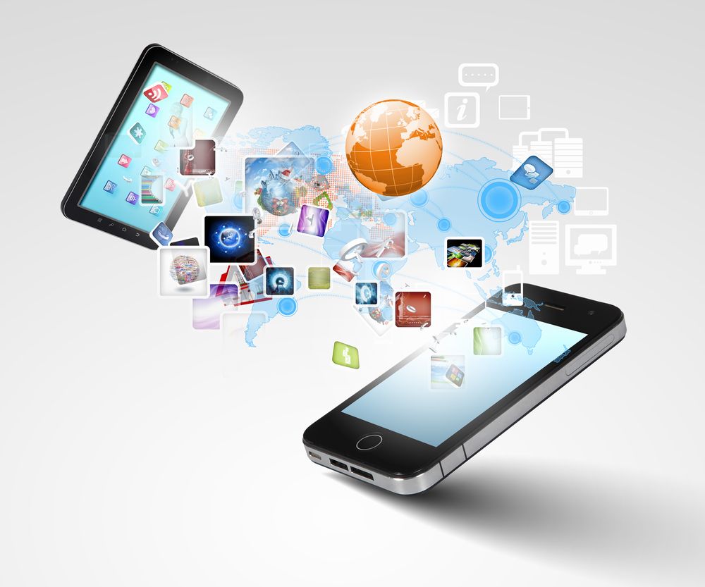 Modern communication technology illustration with mobile phone and high tech background.jpeg