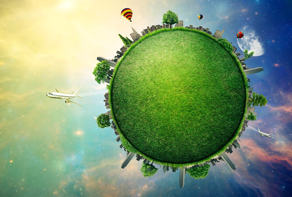 Green planet earth covered with grass city skyline. Sustainable source of electricity%2c power supply concept. Eco environmentally friendly technology approach. Elements of this image furnished by NASA.jpeg