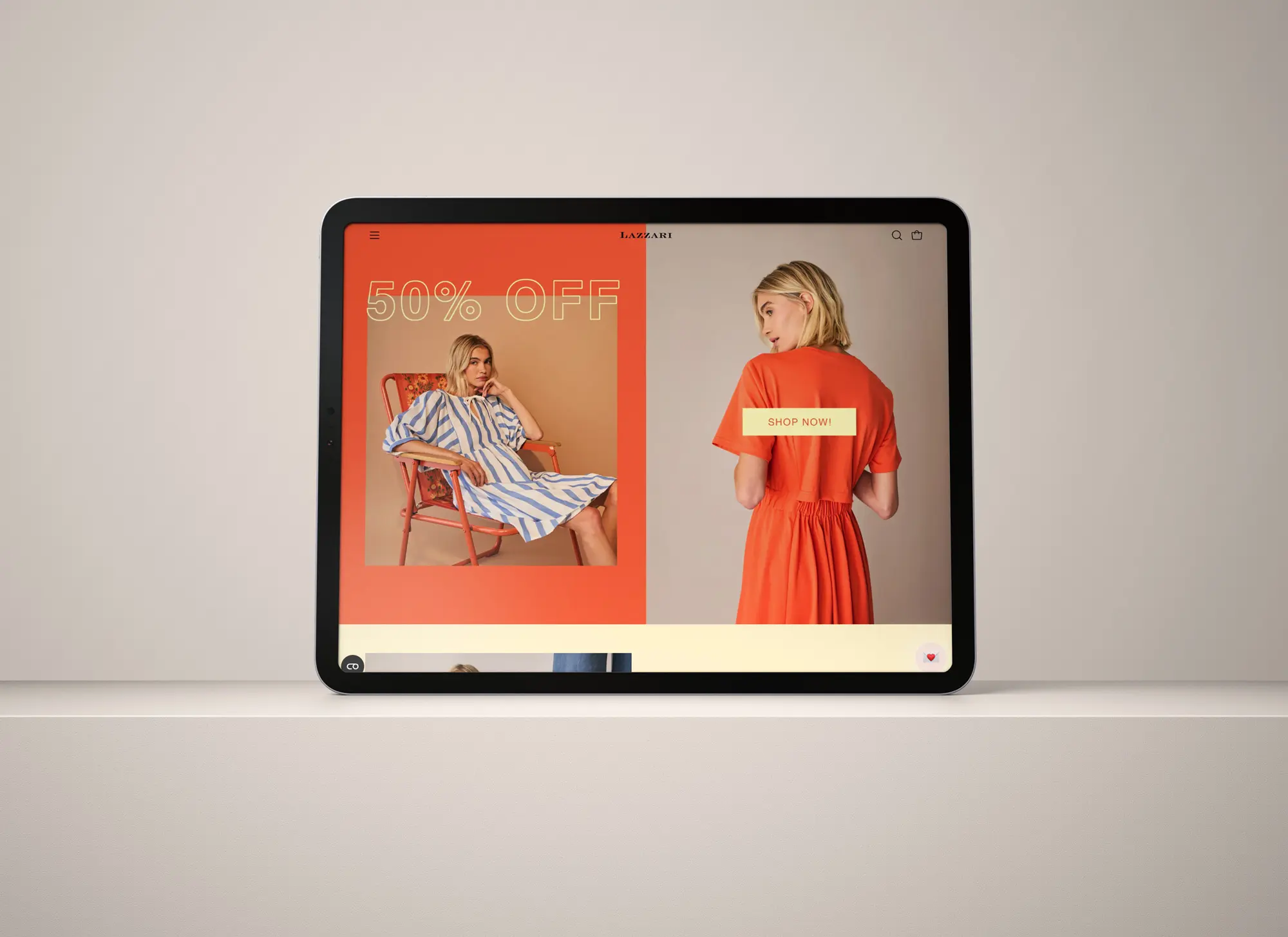 Mockup tablet homepage ecommerce moda