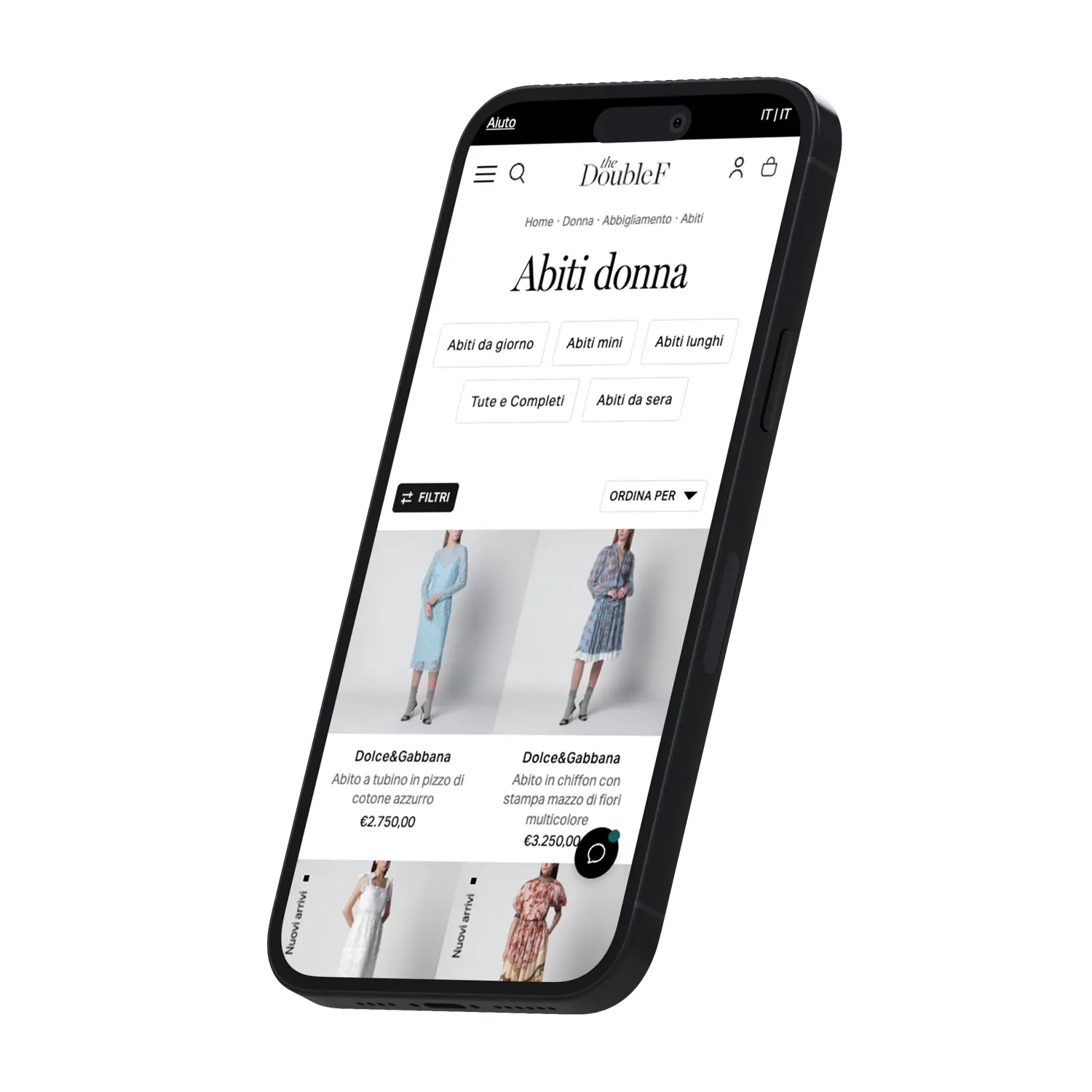Vista da smartphone di una collezione