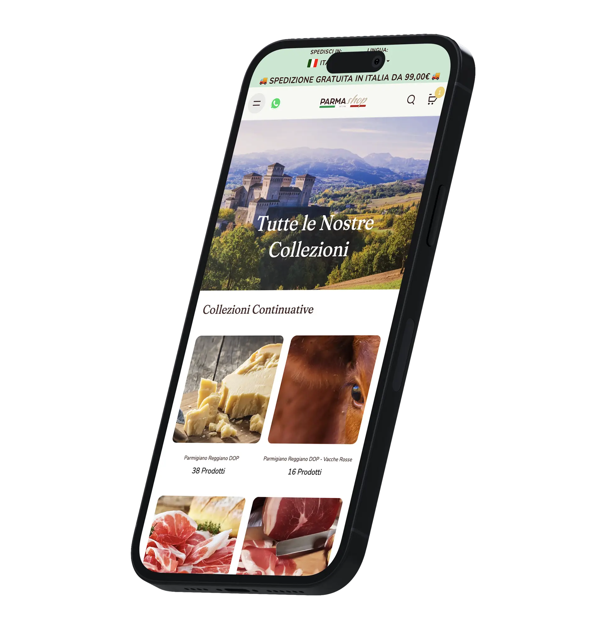 Template smartphone ecommerce alimentare