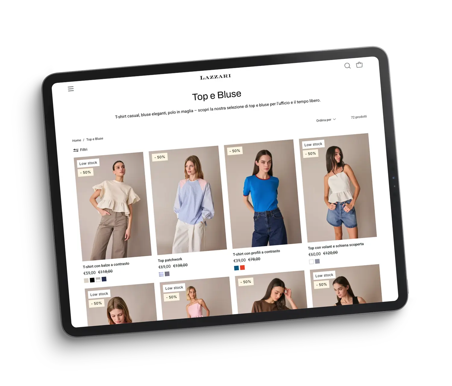 Pagina di collezione mockup tablet
