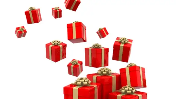 3D Christmas gifts falling - isolated over a white background.jpeg