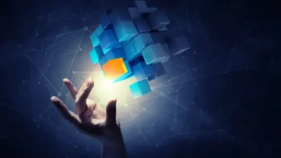 Businesswoman hand touch cube as symbol of problem solving.jpeg