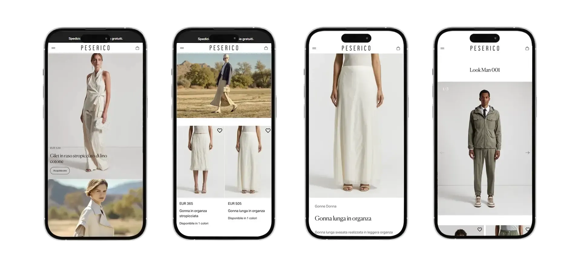 Visione in orizzontale di cellulari su pagine del sito