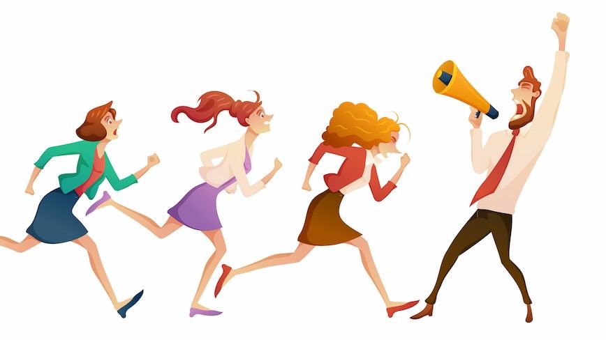 disegno tre donne che corrono inseguendo il leader.jpg