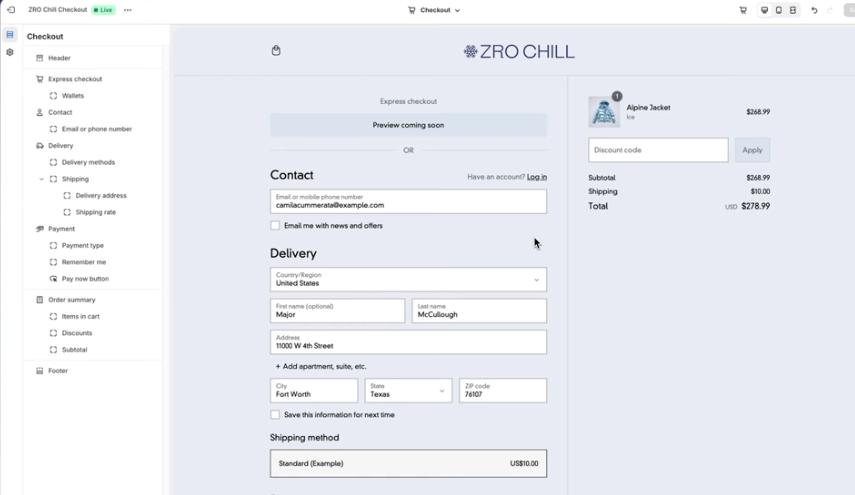 personalizzare il checkout