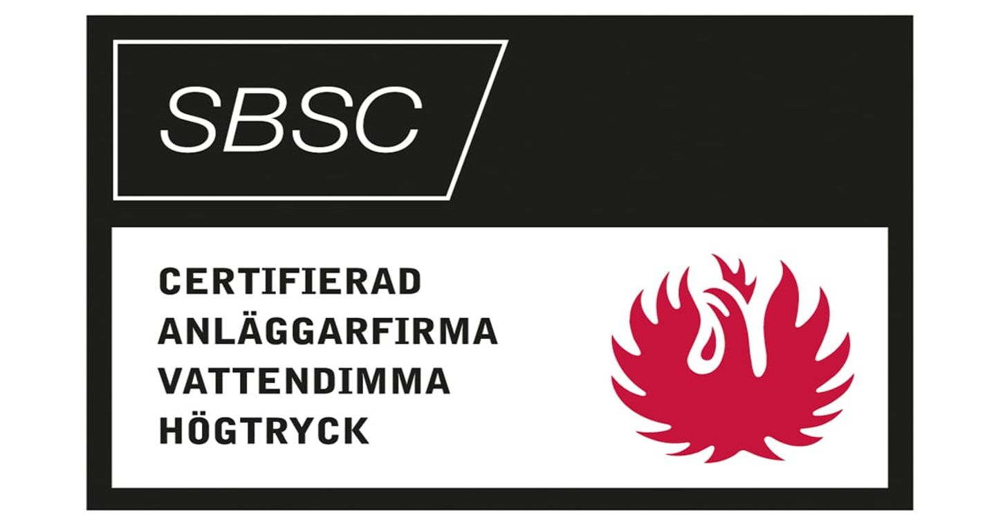 Sandbäckens Brandskydd AB certifierad som Anläggarfirma Vattendimma högtryck