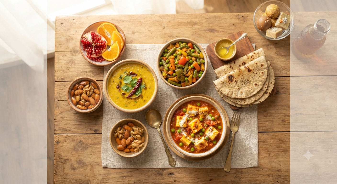 Healthy fertility-friendly foods for better egg quality — colourful vegetables, nuts, seeds and whole grains