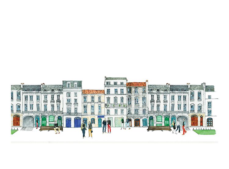 image for work: Quai des Chartrons – Bordeaux illustration for Berry Bros. & Rudd