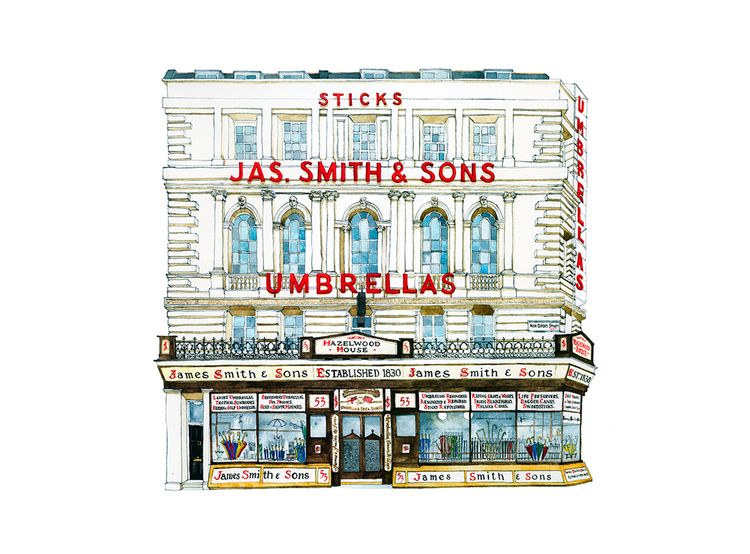 image for work: James Smith Umbrella Shop exhibited at the Morley Gallery Bawden show