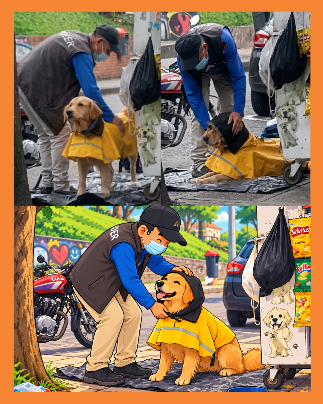perrito acompañando a señor