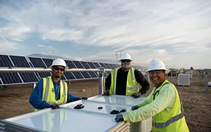 Workers on a solar installation