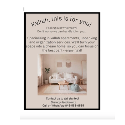 Kallah unpacking and organizing service