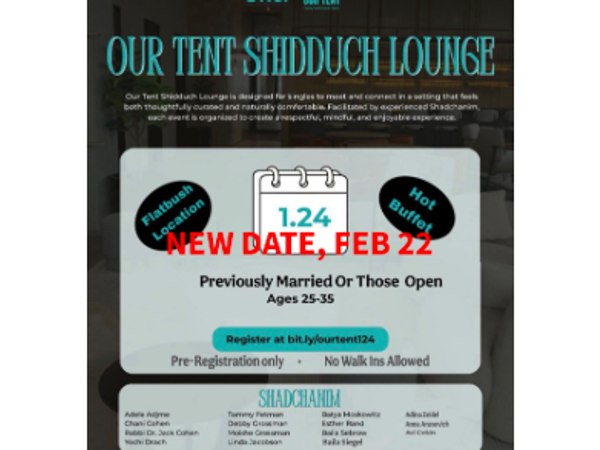 Our Tent Shidduch Lounge 2x ages 25-36