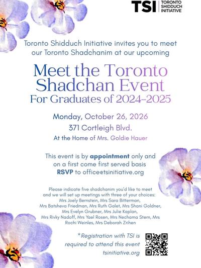 Meet The Shadchan, Toronto, Girls Graduated 2024-2025