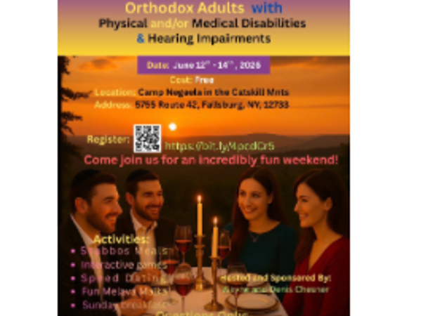 Singles Free Shabbaton NY, For Those With Medical Disabilities & Hearing Impaired