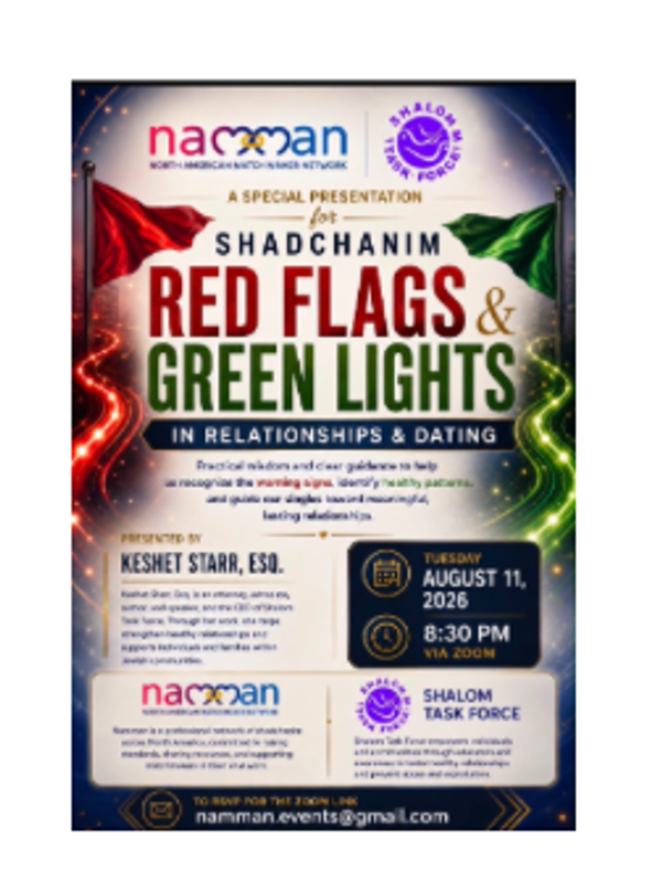 NAMMAN Special Zoom Presentations for Shadchanim, Keshet Starr ESQ