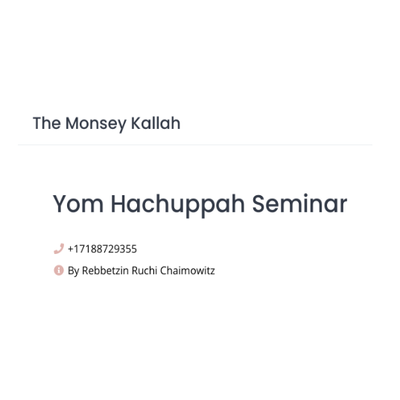 Yom Hachuppah Seminar, Rebbetzin Chaimowitz