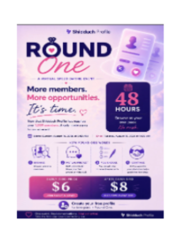 Shidduch Profile, Round one, Virtual Speed Dating