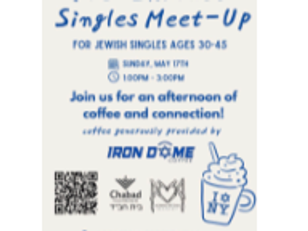 Pre-Shevuot Singles Meet-Up Chabad, Forest Hills, Ages 30-45 