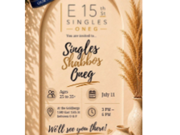 Singles Shabbos Oneg @ The Goldbergs Ages 25-35+