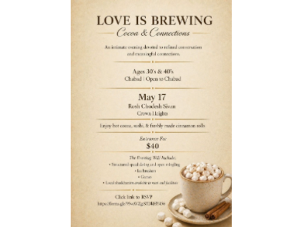 Cocoa & Connections Chabad/Open to Chabad Ages 30&40's 
