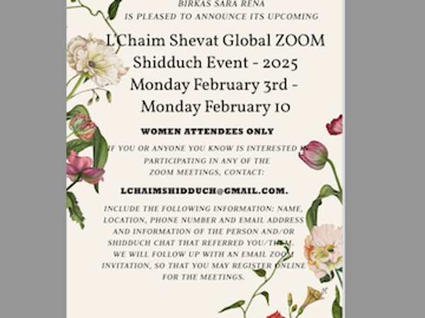 L'Chaim ShidduchGlobal Zoom Event