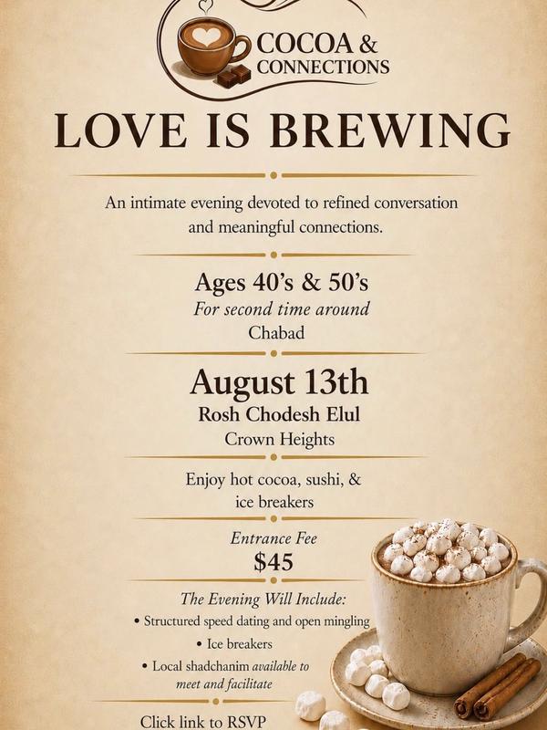 Cocoa and Connections, Chabad 2X Ages 40's & 50's