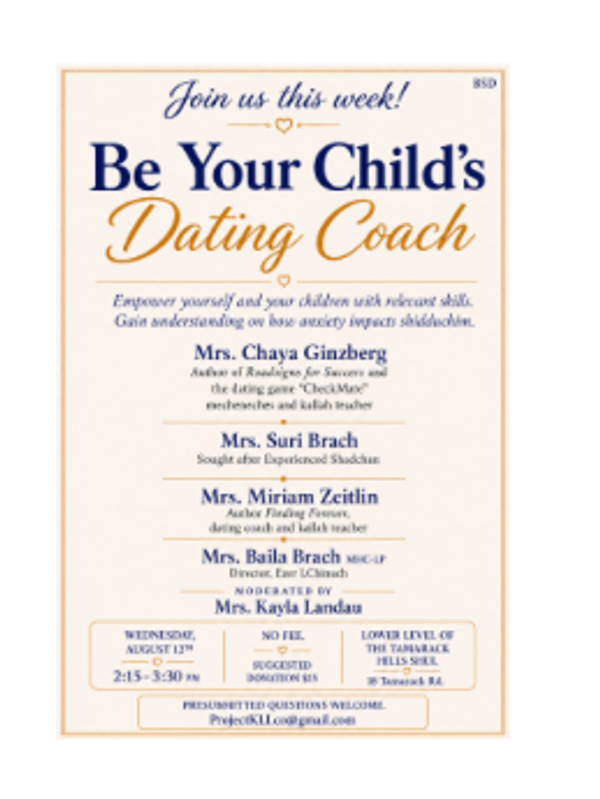 Be Your Child's Dating Coach Event, Tamarak Rd, Greenfield Park NY