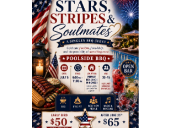 Stars, Stripes & Soulmates Singles BBQ, MO Monsey, Ages 30-45