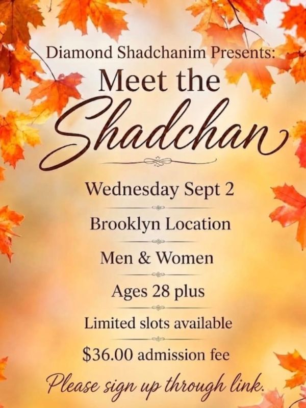 Meet The Shadchan, Brooklyn, Men & Women Ages 28+