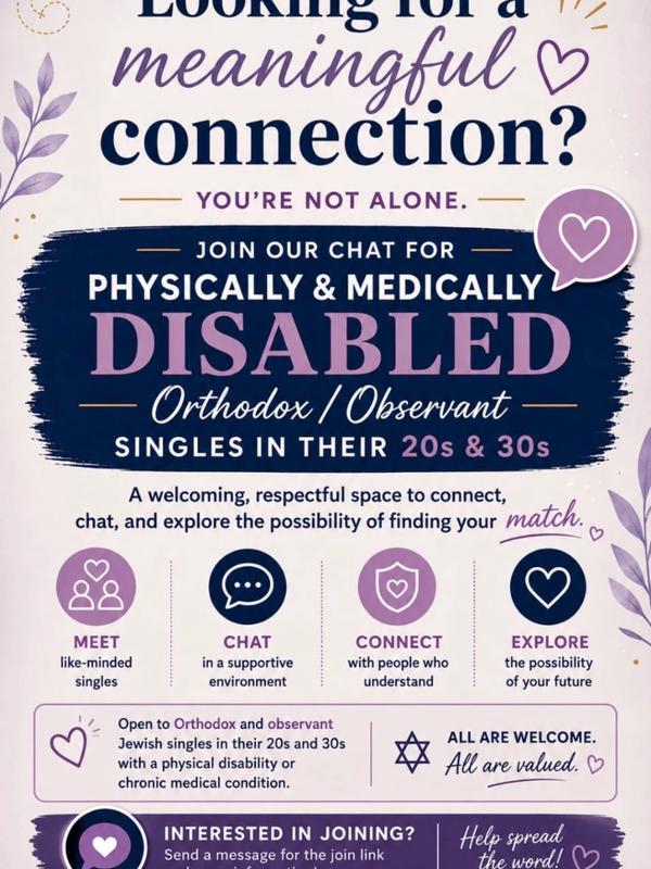 Disabled Singles Chat Orthodox Observant Ages 20's & 30's