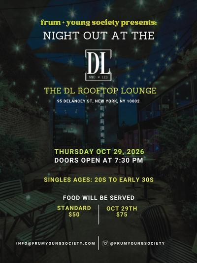 Frum Young Society, Rooftop Lounge NYC, Ages 20's to early 30's 